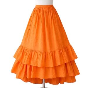 NWT SPELL Sunset Orange Alexa Midi Peasant Skirt SIZE XS